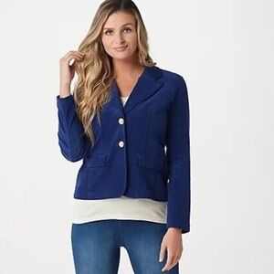 Laurie Felt Navy Corduroy 2-Button Blazer Jacket